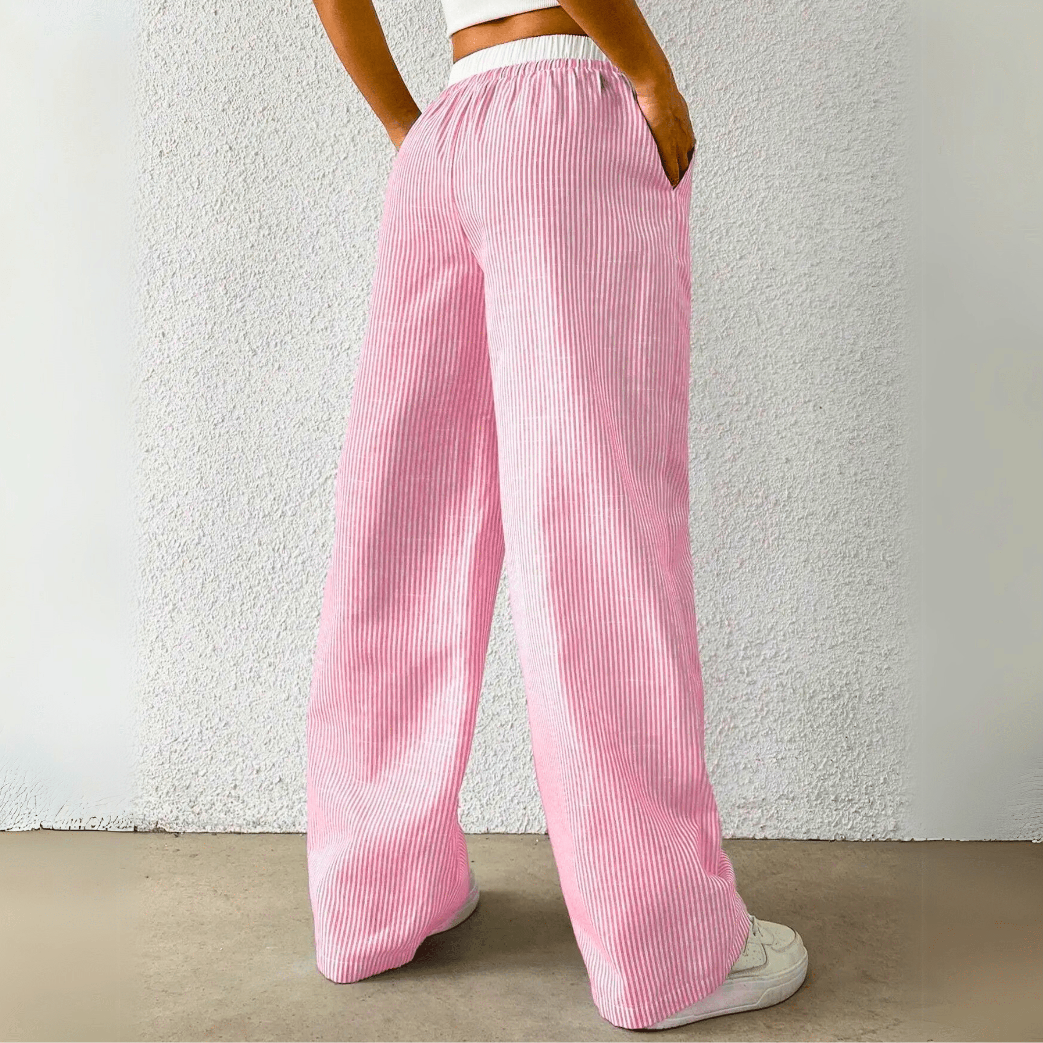 Coastal Striped Wide-Leg Pants