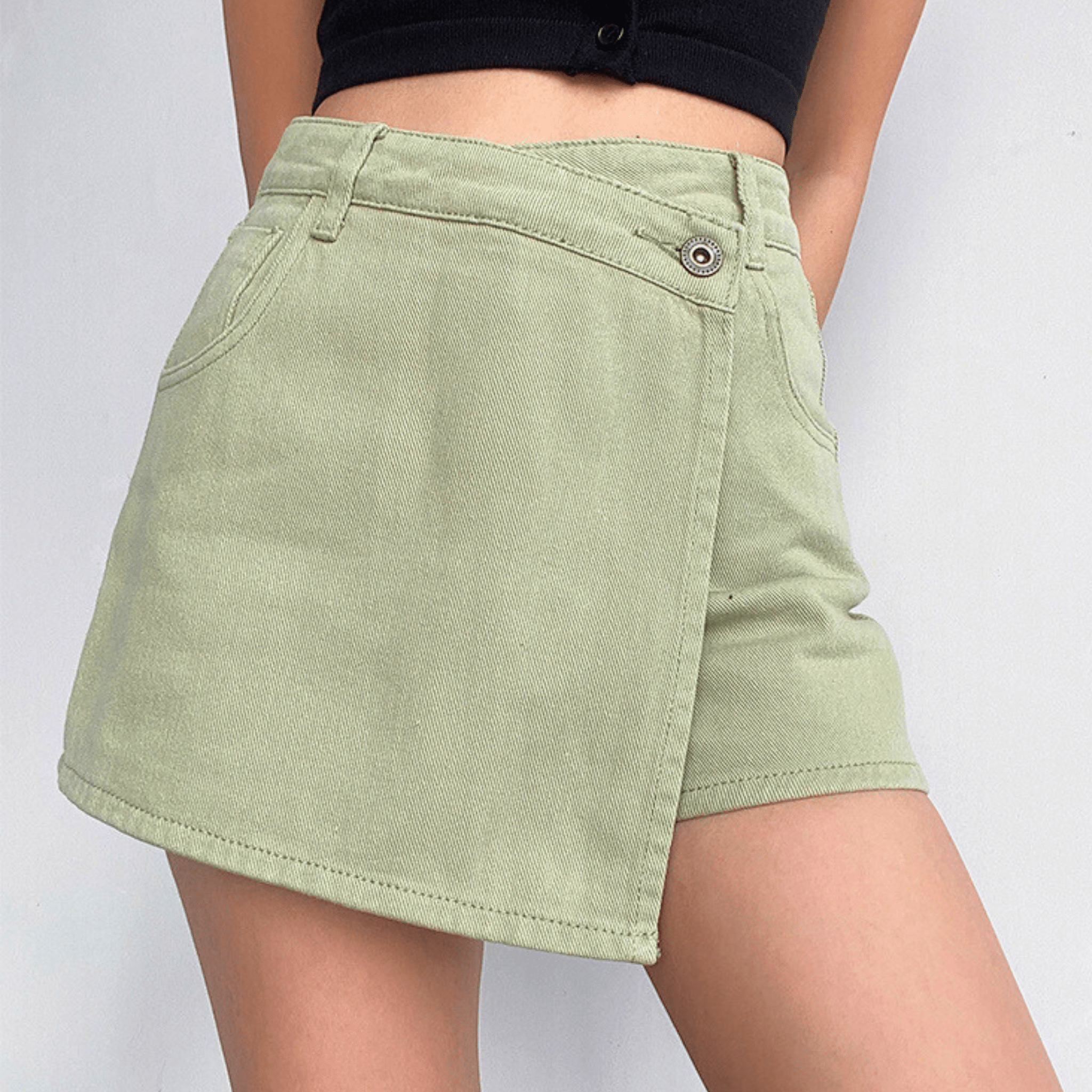 High-Waist Denim Skirt Shorts