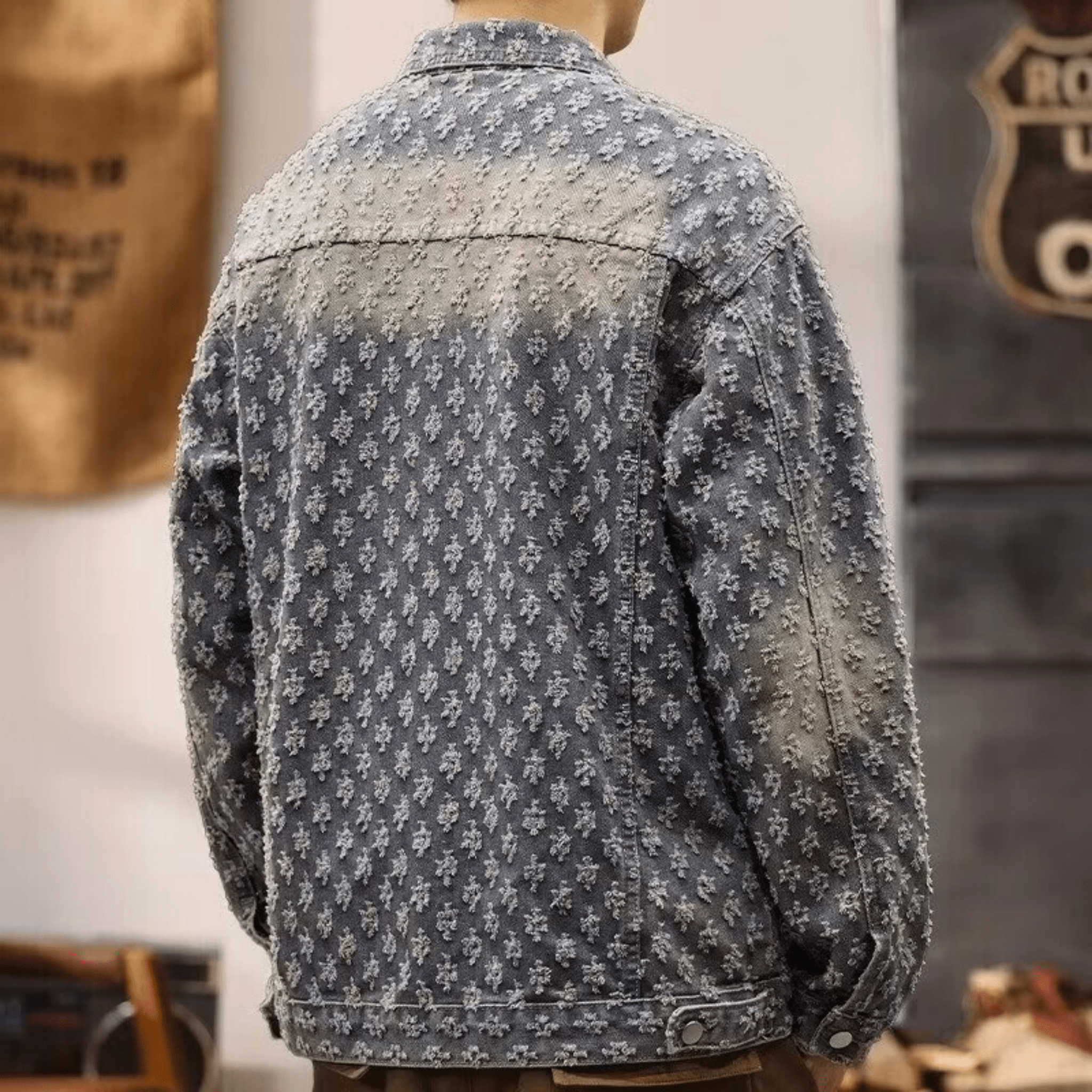 Jacquard Mist Denim Jacket