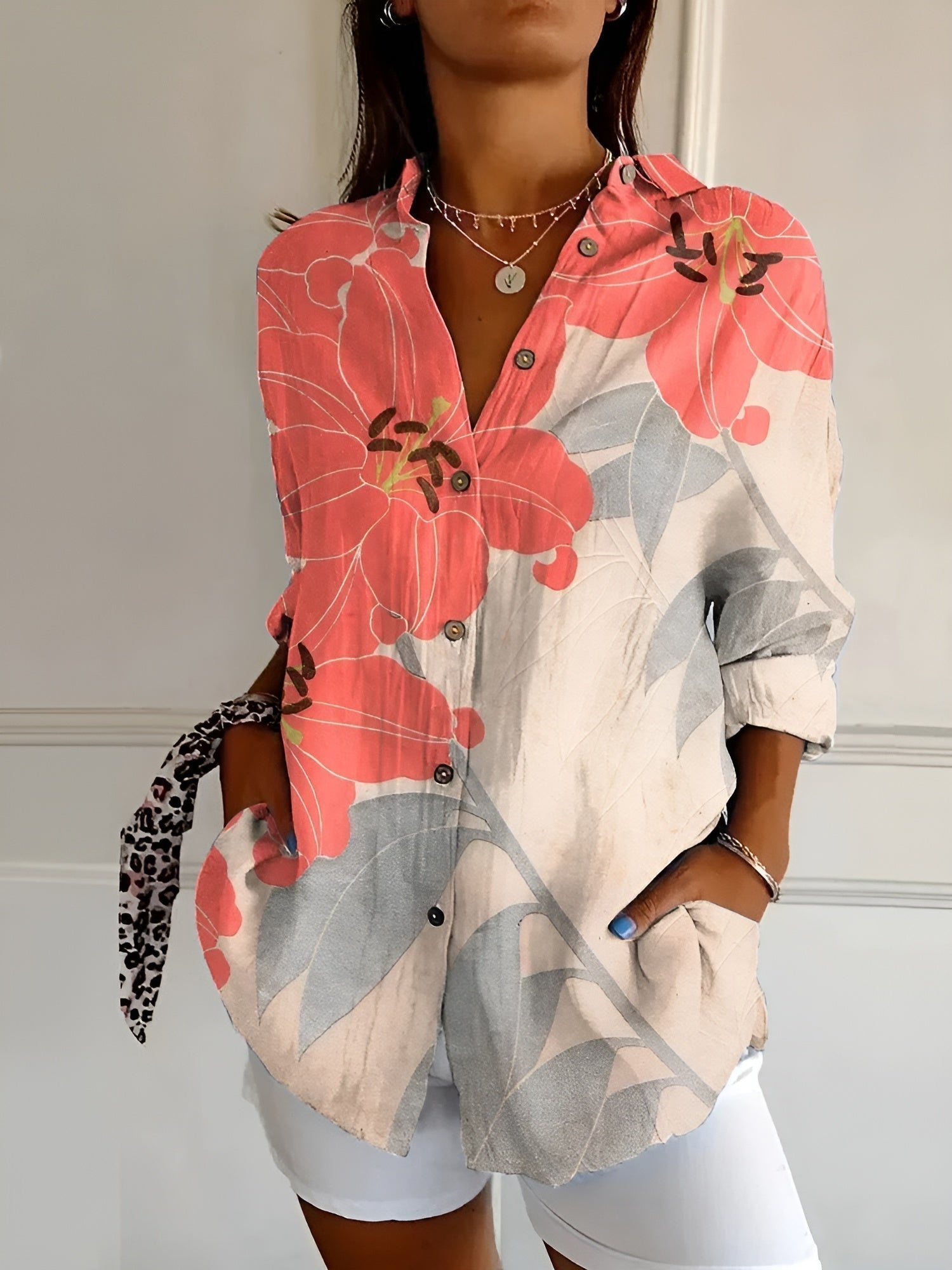 MELODIE™ – Elegant Floral Button Shirt