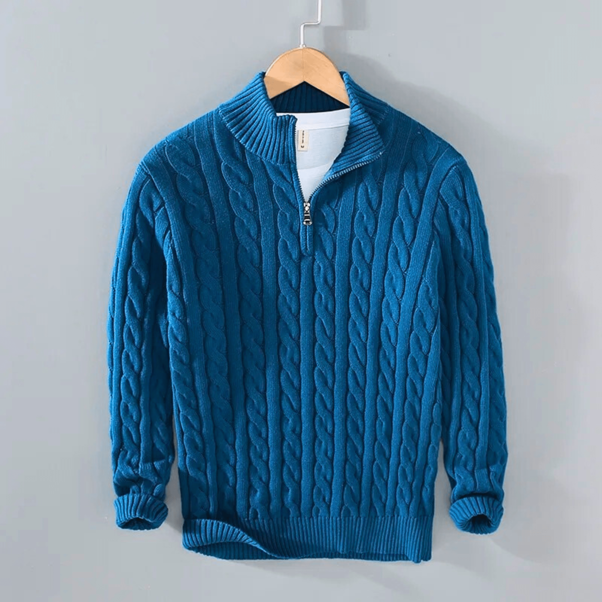 CableKnit Quarter-Zip Sweater