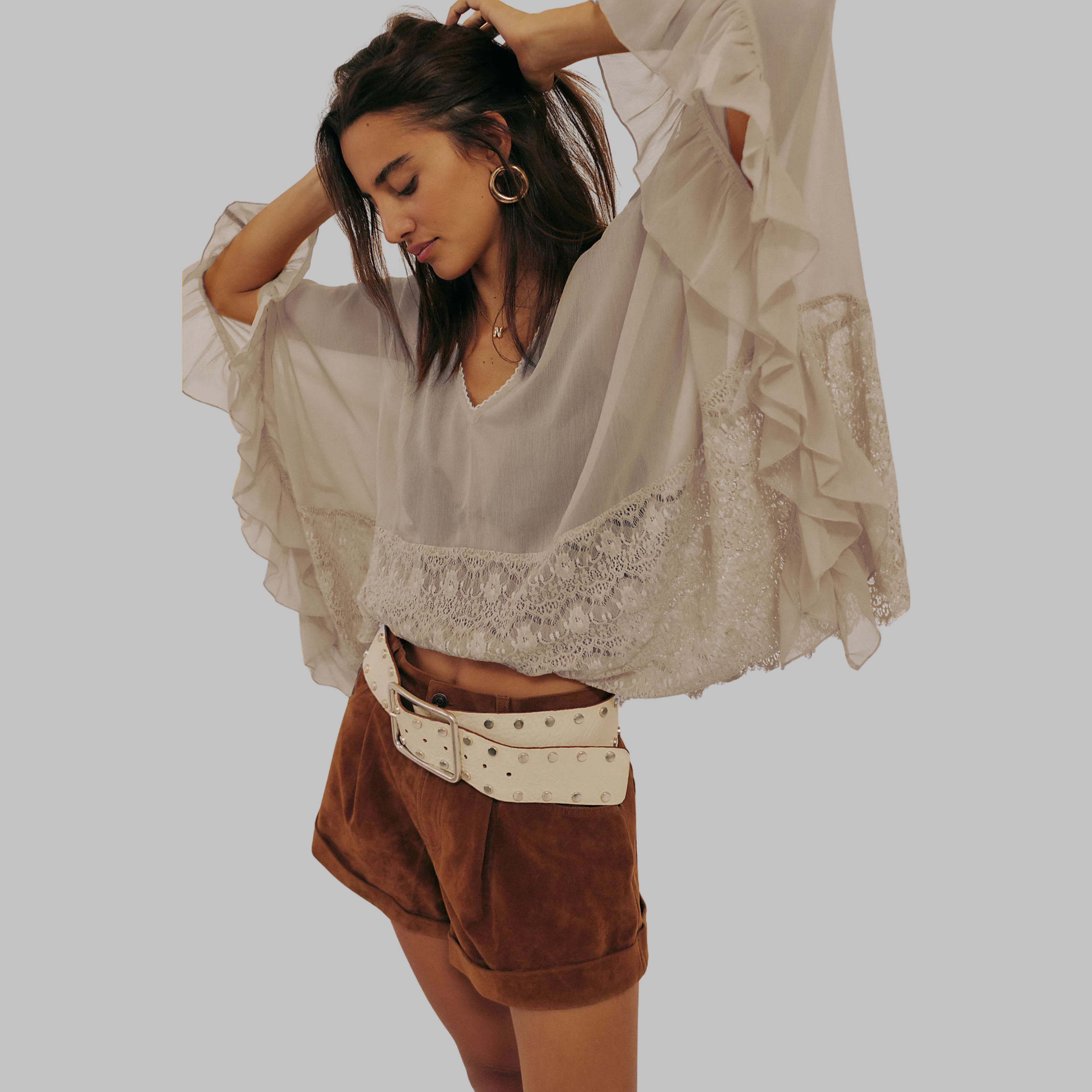 LEONA™ - Classy V-Neck Batwing Sleeve Cover-Up Top