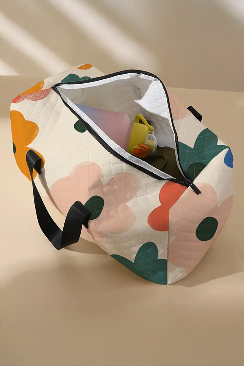 Quilted Floral Duffel Bag