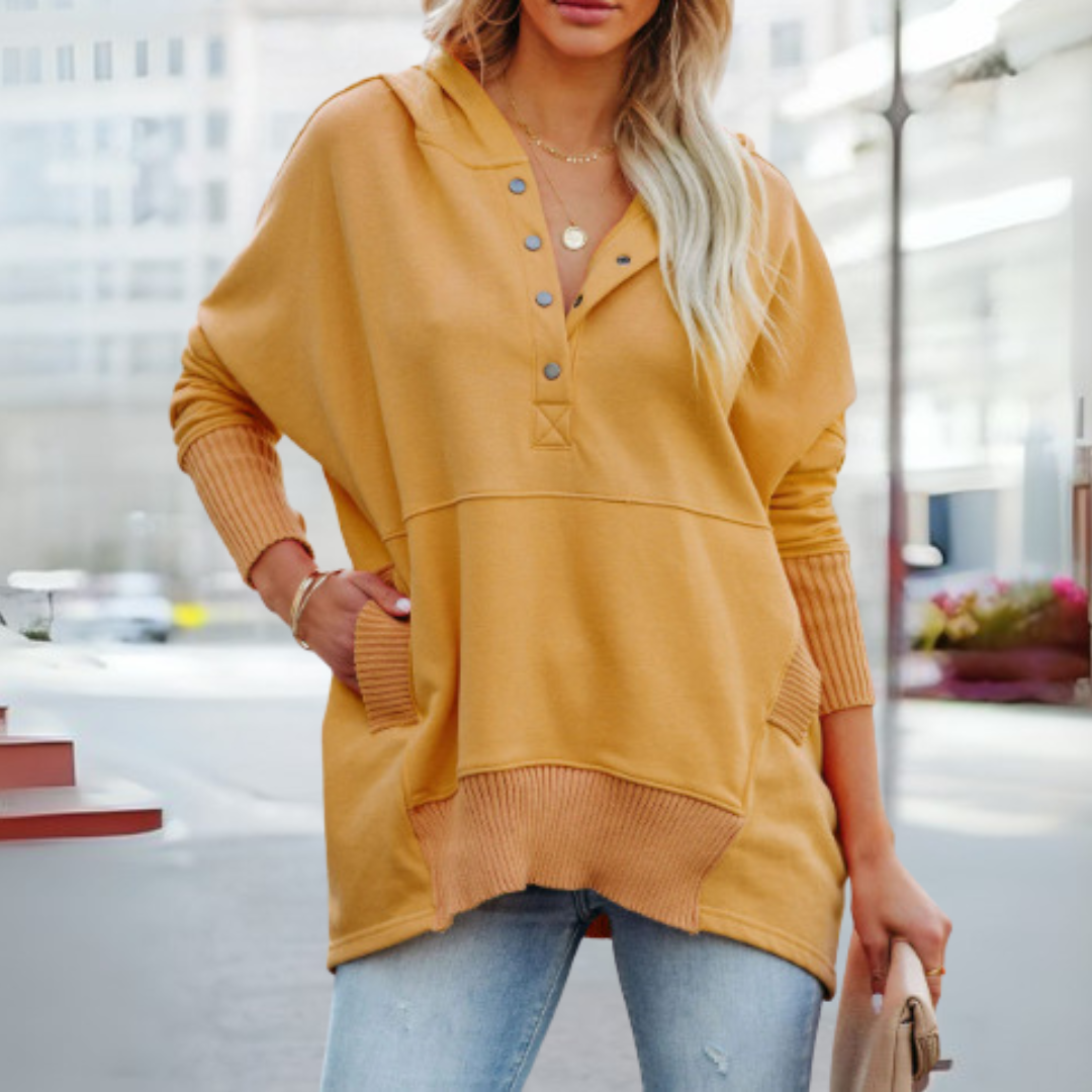 SORAYA™ - Comfy Oversized Hoodie V-Neck Long Sleeve Sweatshirt