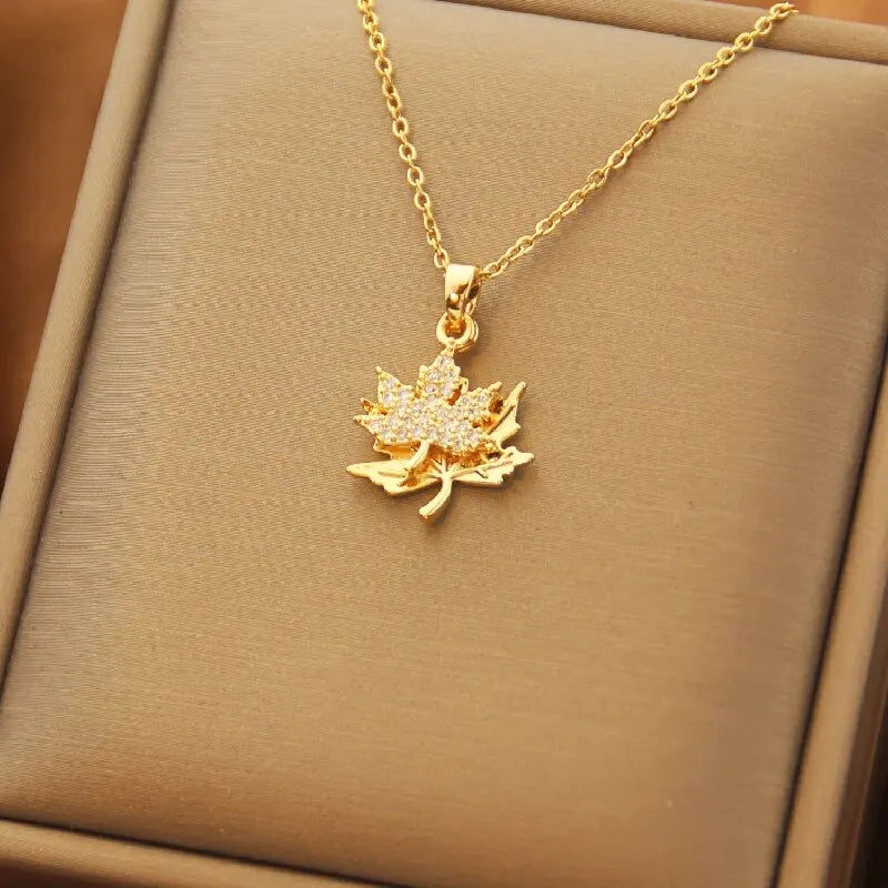 Leaf & Snow Necklace