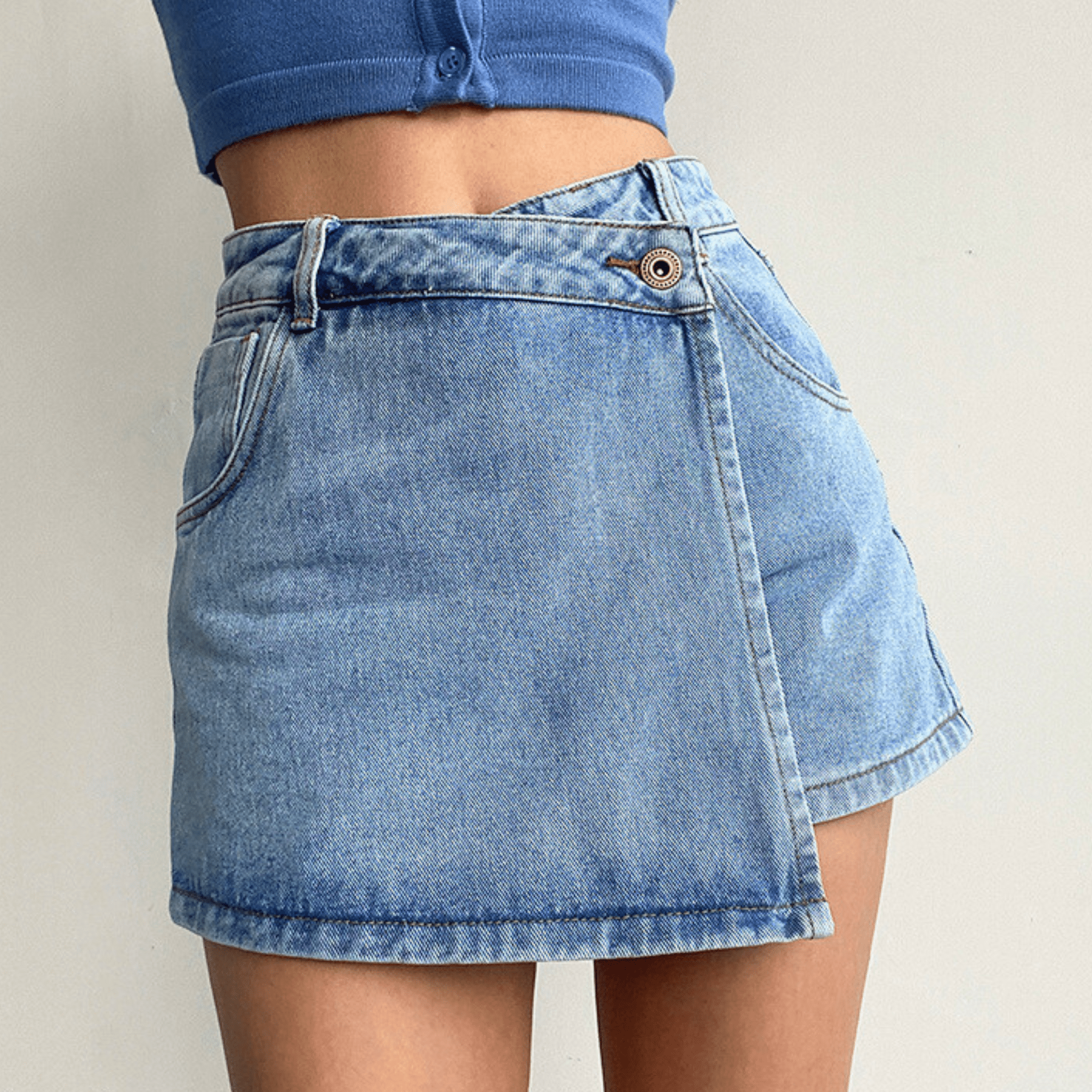 High-Waist Denim Skirt Shorts