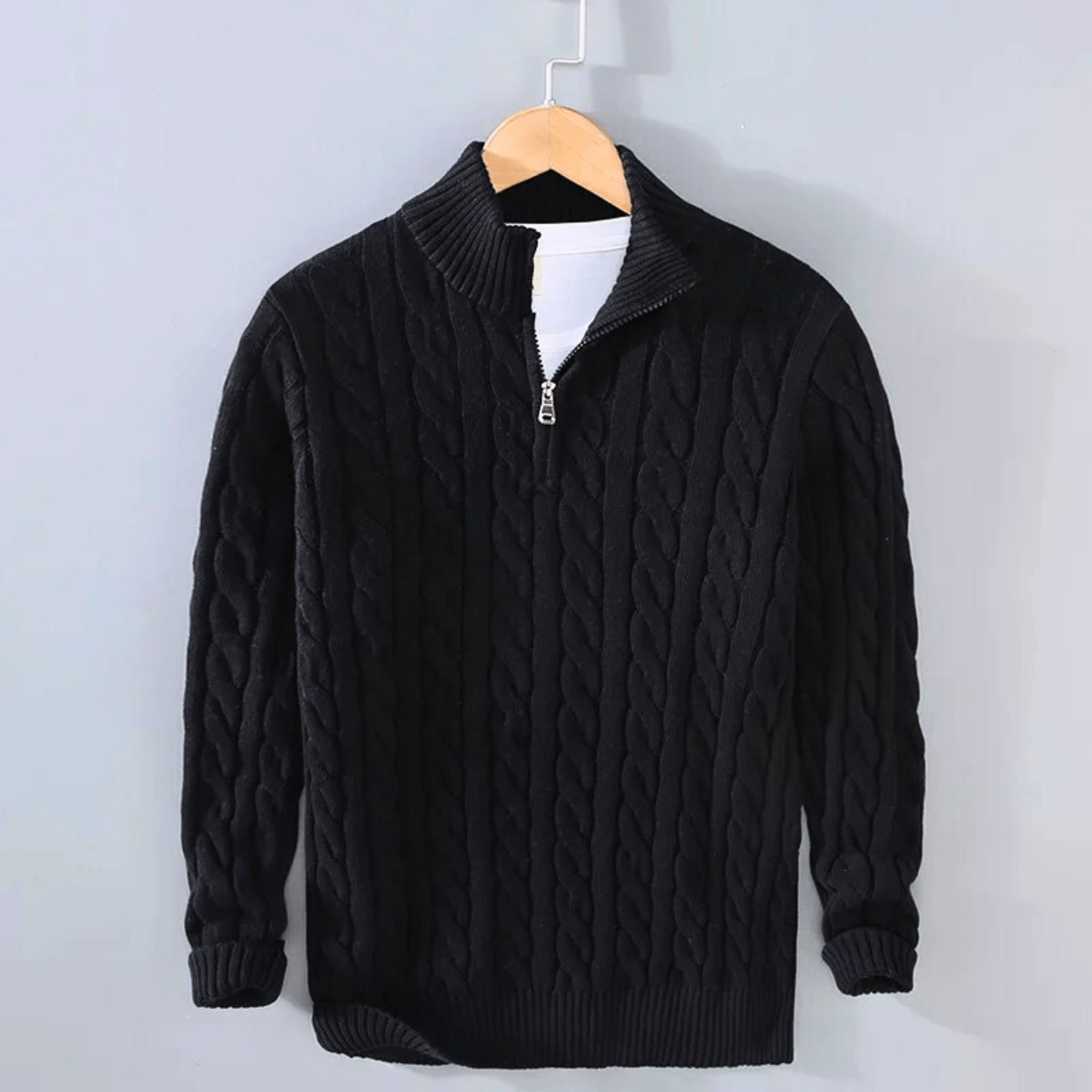 CableKnit Quarter-Zip Sweater