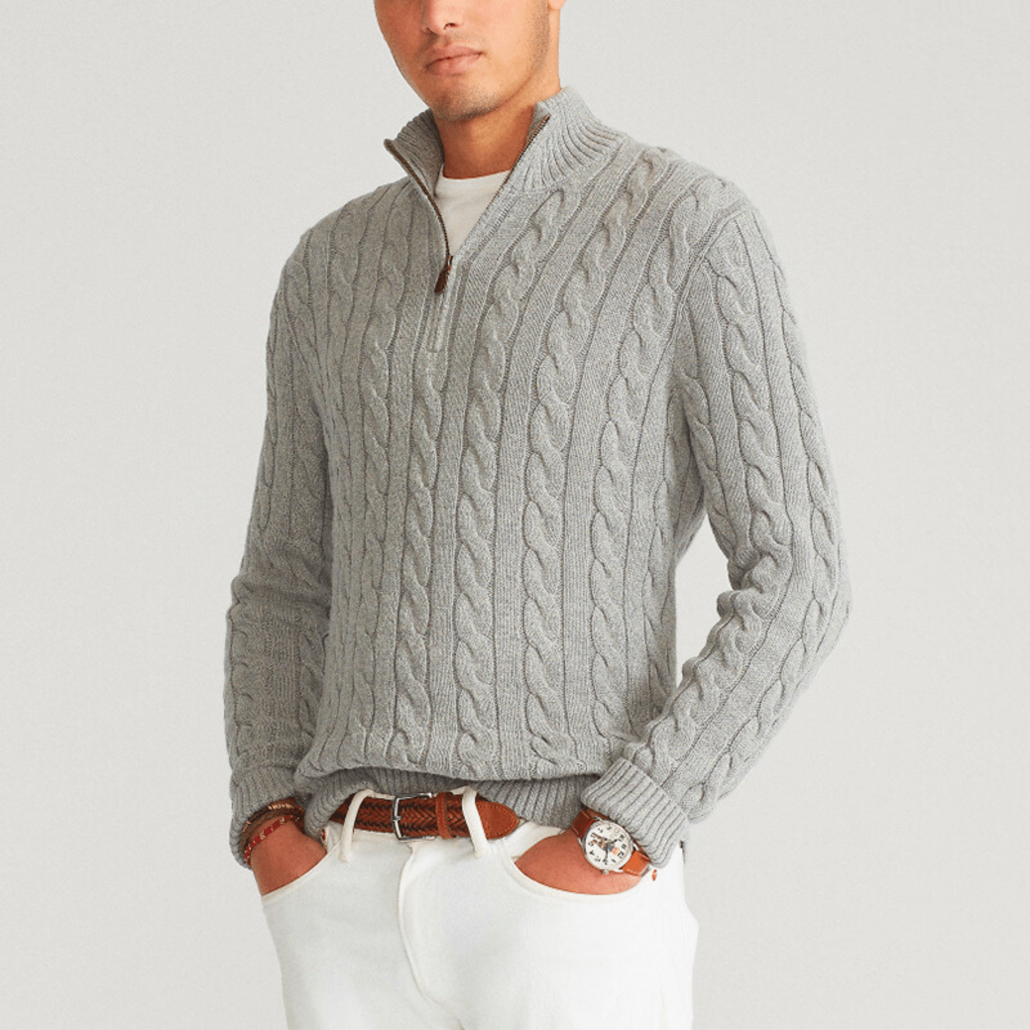 CableKnit Quarter-Zip Sweater