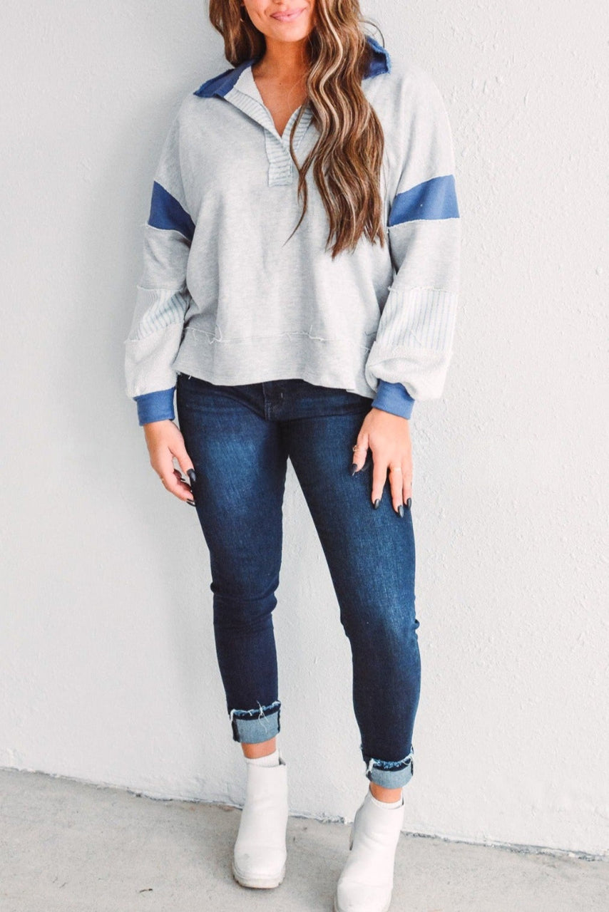 WAMAL™ - Casual Oversized V-Neck Long Sleeve Sweatshirt